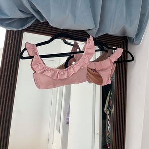 J. Crew pink ruffle bikini